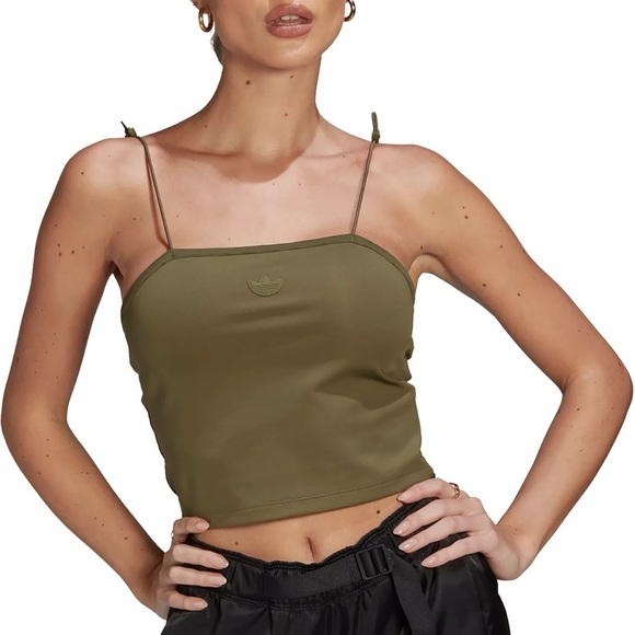 adidas Tops - Adidas Originals Elastic Crop Military Green Top